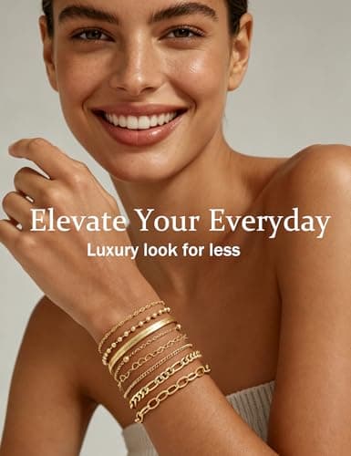 10 Pcs Gold Bracelets Set for Women, 14K Gold Plated Stackable Cuban Link Paperclip Chain Bracelet Pack, Dainty Gold Bracelets Stack Jewelry Gift (Gold-A 1) — view 2