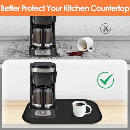 Silicone Coffee Maker Mat with Lip for Countertops, 24'' x 16'', Black — view 2