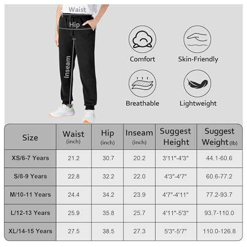 BIG ELEPHANT 3 Pack Boys Sweatpants, Youth Cotton Athletic Joggers Pants with Pockets and Drawstring — view 6