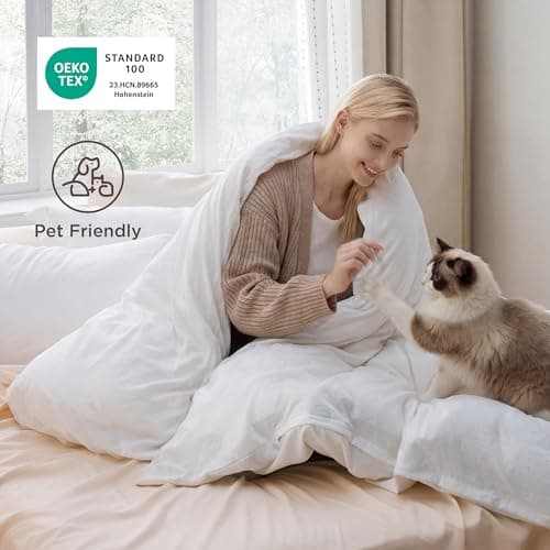 Bedsure White Duvet Cover Queen Size - 3 Pieces Prewashed Cotton-Like Polyester Extra Soft Bedding Set, Includes 1 Duvet Cover 90x90 Inches with Zipper Closure & 2 Pillow Shams, Comforter Not Included — view 4