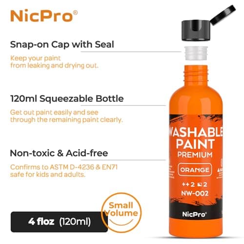 Nicpro 6 Colors Fluorescent Washable Paint Set for Kids, 4 oz Neon Paint — view 2