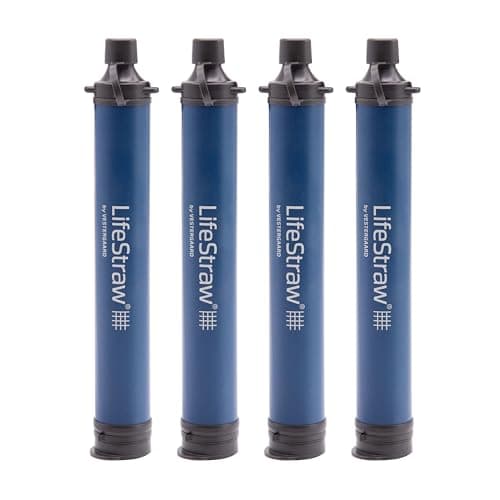 LifeStraw Personal — Water Filter for Hiking, Camping, Travel, and Emergency Preparedness, 4 Pack, Navy
