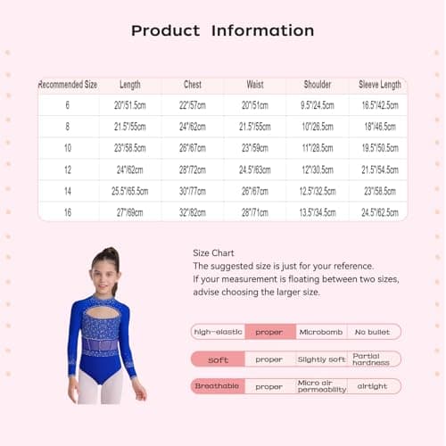 Xroufi Gymnastics Leotard for Girls Sparkle Diamond Long Sleeve Dance Bodysuit Biketard Training Practice Outfit White 8 — view 5
