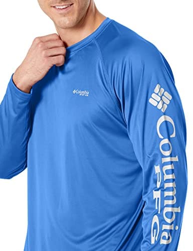 Columbia Men's Terminal Tackle Long Sleeve Shirt, Vivid Blue/Cool Grey Logo, 4X Tall — view 2