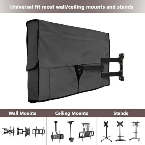 ULTCOVER Waterproof Outdoor TV Cover for 38-41 inch Outside Flat Screen Televisions with Mounts and Stands, Black — view 3