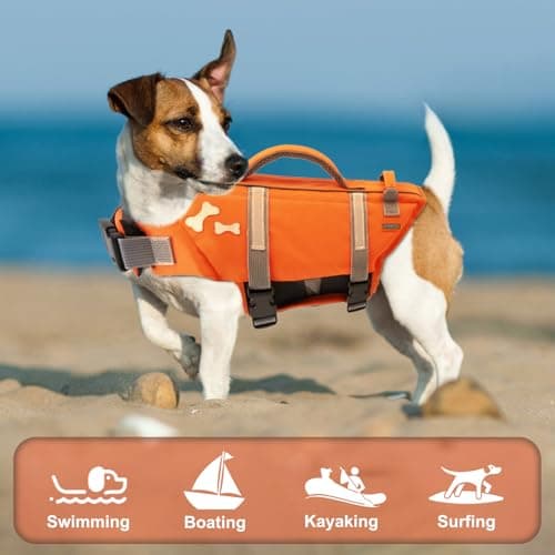 EMUST Dog Life Jacket, XL, NewOrange, Waterproof, Breathable, Adjustable with Rescue Handle, for Swimming Pool Beach Boating — view 5