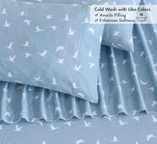 RUVANTI 100% Cotton Flannel Sheets Set - Queen - 4 Pcs - We Fly — view 2