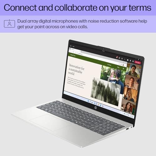 HP 15.6 inch Laptop, HD Touchscreen Display, AMD Ryzen 3 7320U, 8 GB RAM, 128 GB SSD, AMD Radeon Graphics, Windows 11 Home in S Mode, Natural Silver, 15- fc0099nr — view 2