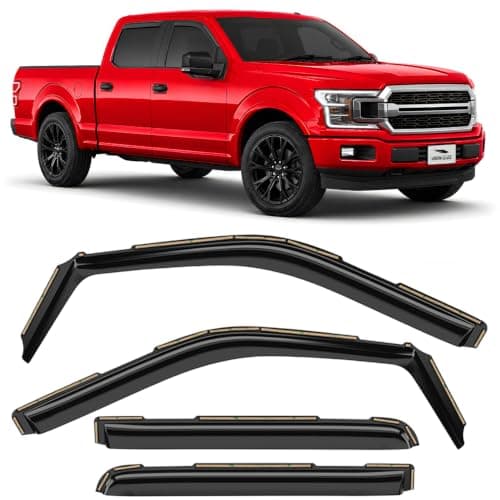 Voron Glass in-Channel Extra Durable Rain Guards for Trucks Ford F150 2015-2020 SuperCrew (fit for Ford F250-F550 17-22), Window Deflectors, Vent Window Visors, 4 Pieces -200328