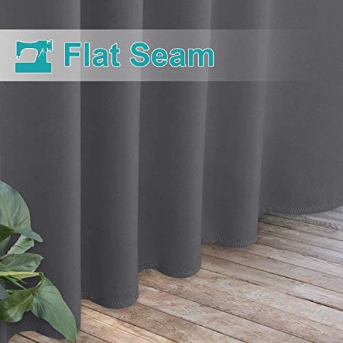 NICETOWN Waterproof Outdoor Curtains for Patio, Set of 2 Panels, Detachable Sticky Tab Top Heavy Weight Blackout Sunblock Window Treatment, Keep Privacy for Gazebo/Dock, W52 x L84, Grey — view 6
