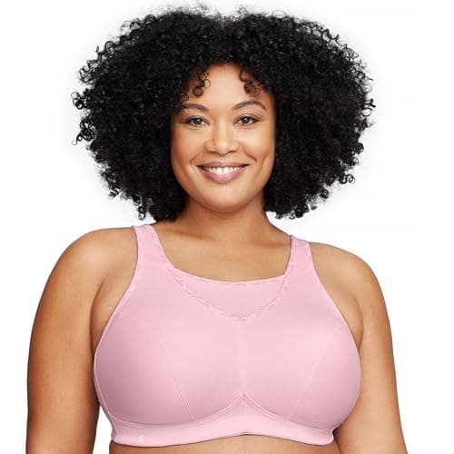 Glamorise Women's Full Figure No Bounce Plus Size Camisole Wirefree Back Close Sports Bra #1066, Parfait Pink, 36F — view 9