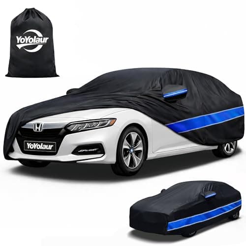 Car Cover Compatible with Honda Accord,10-Layer Car Cover Waterproof All Weather,Full Exterior Cover with Cotton Lining,Sun Rain UV Dust Snow Protection with Door Zipper,Fit for Sedan/Coupe 2001-2025