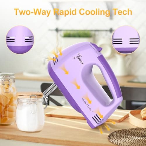 LILPARTNER Hand Mixer Electric, 7*Speed 5 * 304 Accessories, Light Purple — view 5