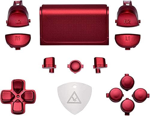 eXtremeRate Replacement D-pad R1 L1 R2 L2 Trigger Touchpad Action Home Share Options Buttons for ps4 Controller, Scarlet Red Full Set Buttons Repair Kits for ps4 Slim Pro CUH-ZCT2 Controller