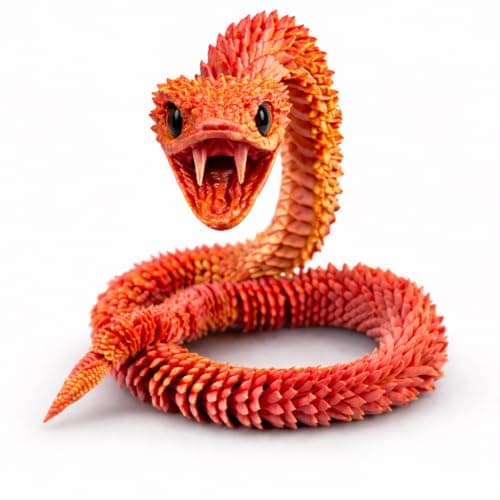 Articulated Crystal Snake – 3D Printed Flexible Snake Figurine, 58 cm (23 in) Poseable Serpent with Movable Mouth, Realistic Eyes, Fantasy Desk Decor (Ages 14+), (Gold)
