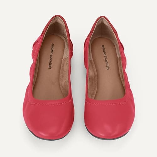 Amazon Essentials Women's Belice Comfortable Slip-On Ballet Flats Shoes, Bright Poppy Red, 5 — view 4