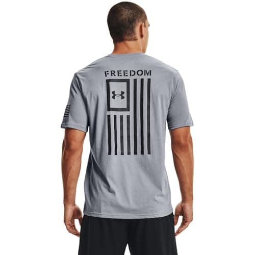 Under Armour Men's New Freedom Flag T-Shirt, Steel Medium Heather (035)/Black, Medium