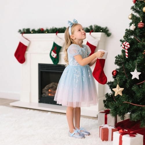 Kiderence Little Toddler Girls Dress Shoes Ballerina Ballet Flats Kids Blue Mary Janes Size 10 — view 2