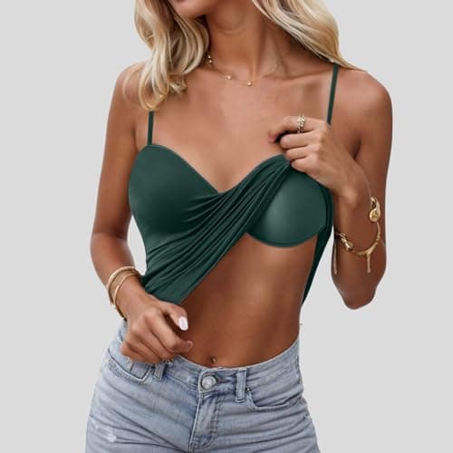 Womens Tank Top with Built in Bra Padded Sleeveless Workout Yoga Camisole Stretch Slim Fit Scoop Neck Casual Tops — view 5