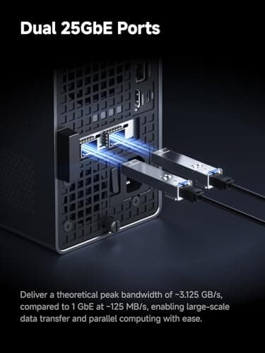 MINISFORUM MS-02 Ultra Mini Workstation PC, Intel Core Ultra 9 285HX (24C/24T, up to 5.5GHz), PCIe 5.0 x16, 4× DDR5 Slots, 4× M.2 Slots, USB4 v2 80Gbps, Dual 25GbE+10GbE+2.5GbE, Wi-Fi 7, 350W PSU — view 7