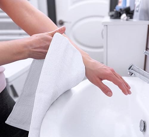 Utopia Towels 6 Pack Premium Hand Towels, 16 by 28 inches, 100% Ring Spun Cotton, Soft and Absorbent 600 GSM Towels for Bathroom, Gym, and Hotel, White — view 2