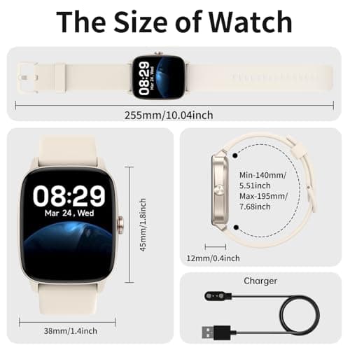 Smart Watches for Men Women with Bluetooth Calling, Heart Rate Sleep Monitor, 1.85 Inch Screen, DIY Dial, 100+ Sports Modes, AI Built-in Fitness Tracker, IP68 Waterproof, Smartwatch for Android iPhone — view 8