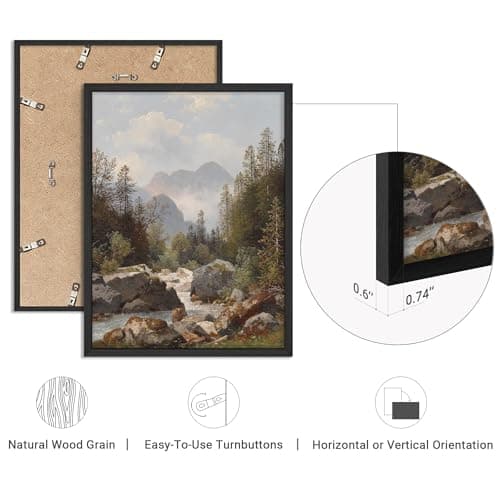 SIGNWIN Framed Misty Mountain Forest Ravine Wall Art, Landscape Colorful Wall Decors, Nature Wilderness Wall Décor for Living Room, Bedroom - 12"x16" Black — view 4