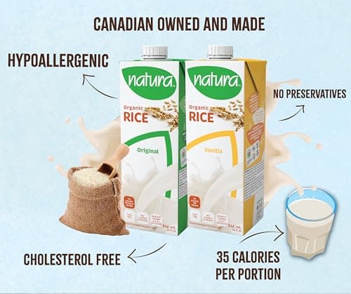 NATURA Organic Rice Milk - Original - Gluten Free - Lactose Free - Vegan - Shelf Stable - Plant Based Beverage - Non-GMO - Made in Canada | 946ml — view 5