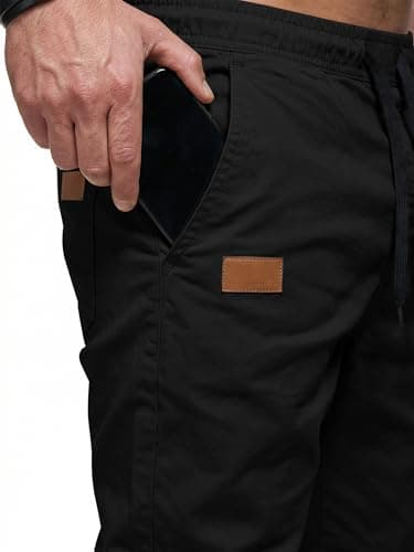 JMIERR Mens Joggers with Pockets Casual Joggers Pants Cotton Drawstring Chino Pants Hiking Jogger Travel Pants Outdoor Twill Track Jogging Sweatpants Mens Tapered Pants, CA 36(L), 0 Black — view 6
