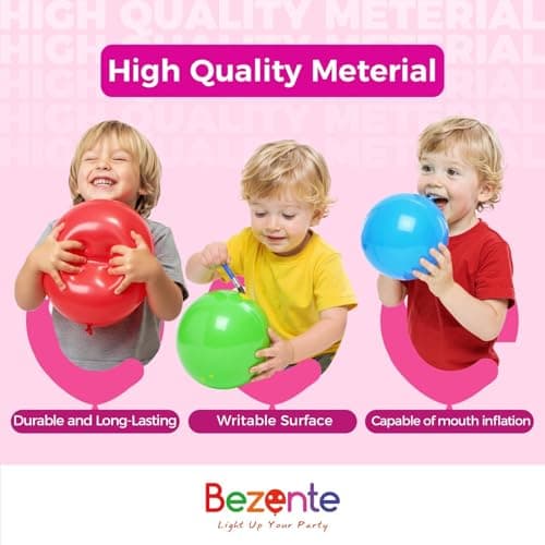 Bezente Assorted Rainbow Latex Balloons, 100 Pack 12 inch Round Helium Bright Color Balloons for Birthday Bridal Shower Wedding Party Decorations — view 4