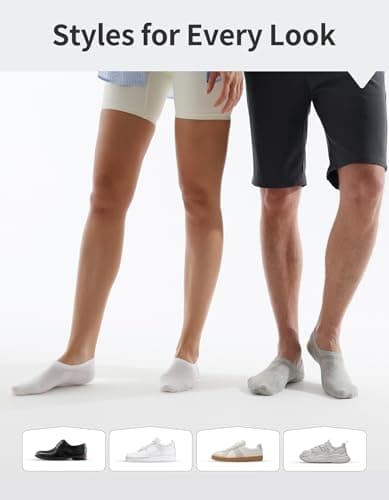 CLOSEMATE No Show Socks for Men & Women 6 Pairs Low Cut Non Slip Cotton Invisible Casual Comfort Thin Socks(6 White, Size M) — view 6