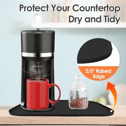 Silicone Coffee Maker Mat with Lip for Countertops, 24'' x 16'', Black — view 3