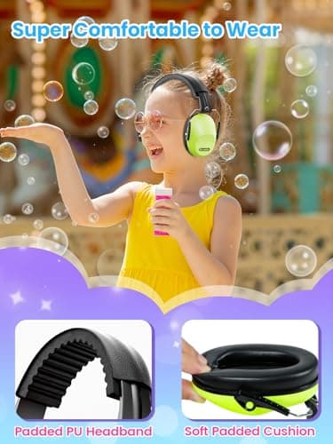 Noise Cancelling Headphones for Kids: Dr.meter 27.4SNR Ear Muffs for Noise Reduction with Adjustable Head Band, EM100 Hearing Protection Earmuffs for Monster Jam, Autism Sensory, Fireworks, Air Shows
