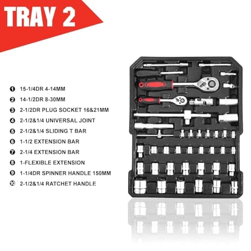 MasterSpec 1240pcs Tool Box Trolley Tool Set DIY Hand Tool Set w/2 Utility Knife — view 3