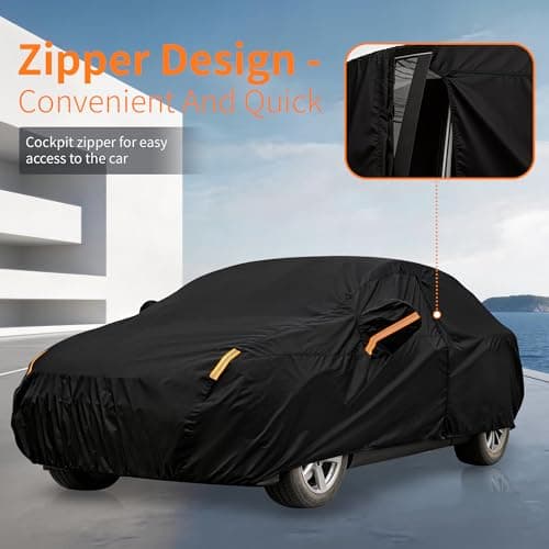 Tozaroa Car Cover Waterproof All-Weather,Outdoor Full Exterior Covers for Automobiles Sedan(Length 186-193 inch) with Windshield Sun Shade Universal Fit Honda Civic,Toyota Camry,Tesla Model 3,etc — view 3