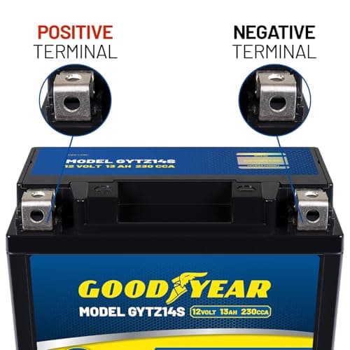 Goodyear GYTZ14S - 12 Volt 13 AH, 230 CCA, Rechargeable High-Performance, Maintenance Free, SLA - AGM Battery for Motorcycle, ATV, UTV, Scooter, Snowmobile, Motorbike and more! — view 3