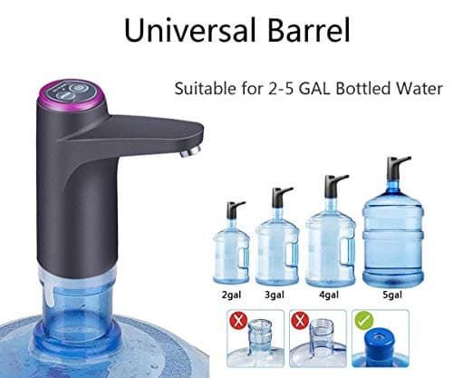 Cozy Blue Water Dispenser, Portable Water Bottle Pump for Universal 3, 4 and 5 Gallon with USB Electric Charging and Automatic Off Switch (Black) — view 2
