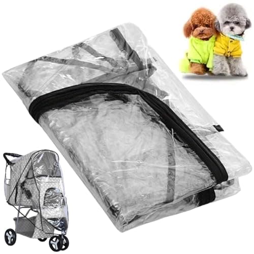 Stroller Rain Cover for Pets - Transparent Waterproof PU Dustproof, Wide Compatible Dog Cat Pushchair Accessory — view 4