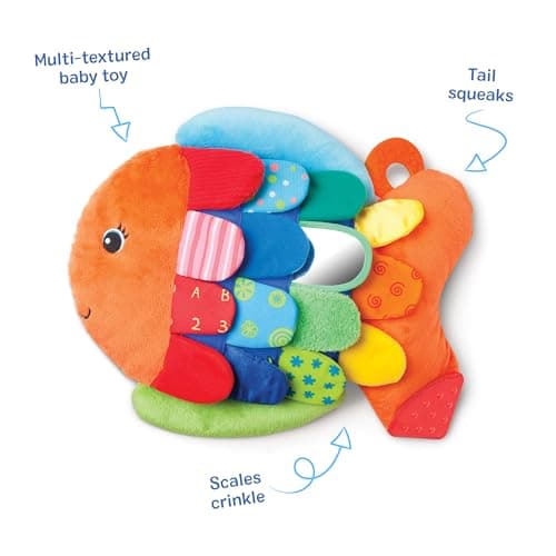 Melissa & Doug K’s Kids, Flip Fish Stuffed Animal, Soft Baby Book, Multi-Textured Squeaking & Crinkling Infant Sensory Toys for Babies with Baby Mirror, Tummy Time Toys for Infants Ages 0–9 Months — view 4