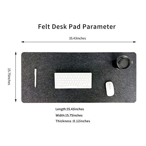 DawnTrees Felt Desk Mat (35.5" x15.8"), Desk Pad Protection, Keyboard Mat, Extra Large Mouse Pad, Suitable for PC,Computers, Laptops, Office and Home (Dark Gray) — view 2