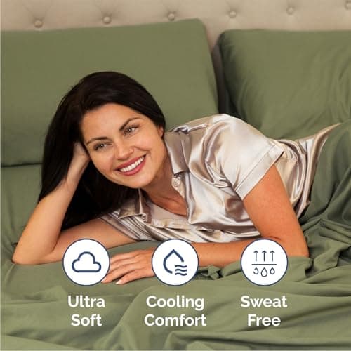 Queen 6 Piece Sheet Set - Cooling & Breathable Bed Sheets - Hotel Luxury Bed Sheets for Women, Men, Kids & Teens - Bedding w/Deep Pockets & Easy Fit - Soft & Wrinkle Free - Queen Sage Green Sheets — view 3