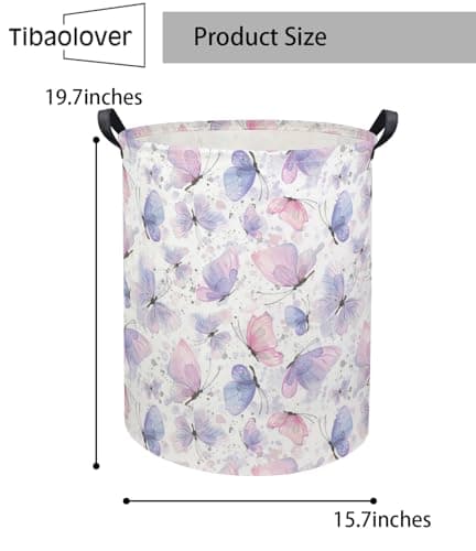 TIBAOLOVER Butterfly Baby Laundry Basket Kids Hamper Animal Toy Storage Bin for Boys Room Decor Baby Nursery Hamper Gift Baskets for Bedroom Bathroom(Fancy Butterfly) — view 5