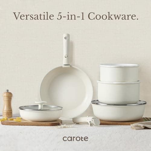 CAROTE 19pcs Pots and Pans Set, Nonstick Cookware Set Detachable Handle, Induction Kitchen Cookware Sets Non Stick with Removable Handle, RV Cookware Set, Oven Safe — view 6