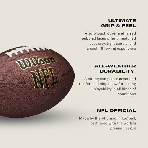 Wilson NFL Super Grip Composite Football - Junior Size, Brown — view 5