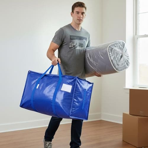 TICONN 2 Pack Extra Large Moving Bags Heavy Duty with Zippers & Carrying Handles, Durable Storage Bags Moving Boxes for Closet Organizers and Storage (2 Pack, Blue) — view 6