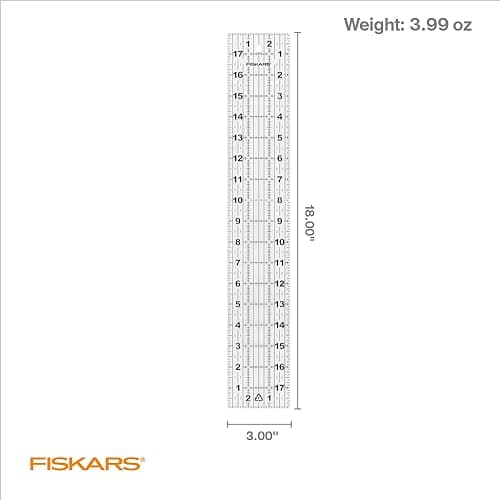Fiskars Sewing Ruler, 3" x 18" Acrylic Ruler with Gridlines, Sewing and Quilting Supplies, Arts and Craft Supplies, Clear — view 5