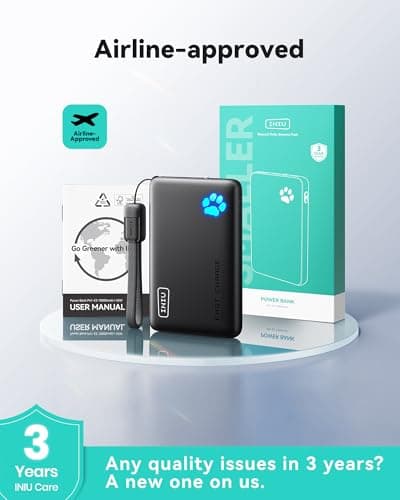 INIU Power Bank, 40% Smaller 10000mAh Portable Charger, 45W Ultra Fast Charging Powerbank with Detachable USB C Cable, Flight-Safe Travel External Battery Pack for iPhone 17 16 Samsung Google iPad etc — view 6