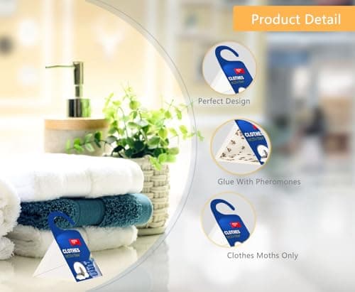 【𝐇𝐢𝐠𝐡𝐥𝐲 𝐄𝐟𝐟𝐞𝐜𝐭𝐢𝐯𝐞】 Clothes Moth Traps with Extra Strength Pheromone Attractant -NonToxic Sticky Glue for Closet and Carpets Bearing Webbing Moths, 6 Pack — view 2