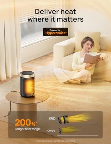 DREO Space Heater, Portable Electric Heaters for Indoor Use with Thermostat and Remote, 2024 Upgraded, Digital Display, 12H Timer, 5 Mode, 1500W PTC Ceramic Fast Safety Heat for Office Bedroom Home — view 3