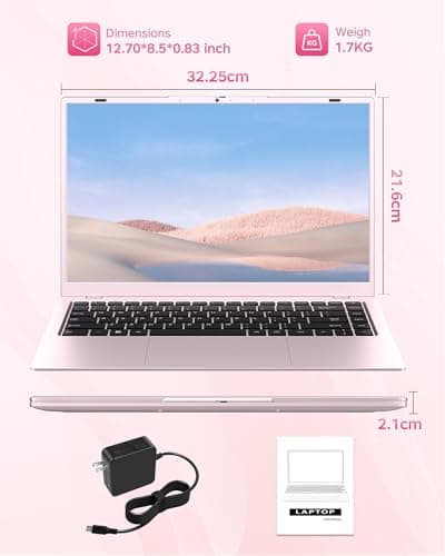 RNRUO 2026 Pink Laptop, Pentium Gold 6500Y Processor(Up to 3.4 GHz),12GB RAM 128GB SSD,15.6 Inch FHD IPS Display, 5000mAh Battery,Type-C,Portable Laptops Computer for Business Office — view 5